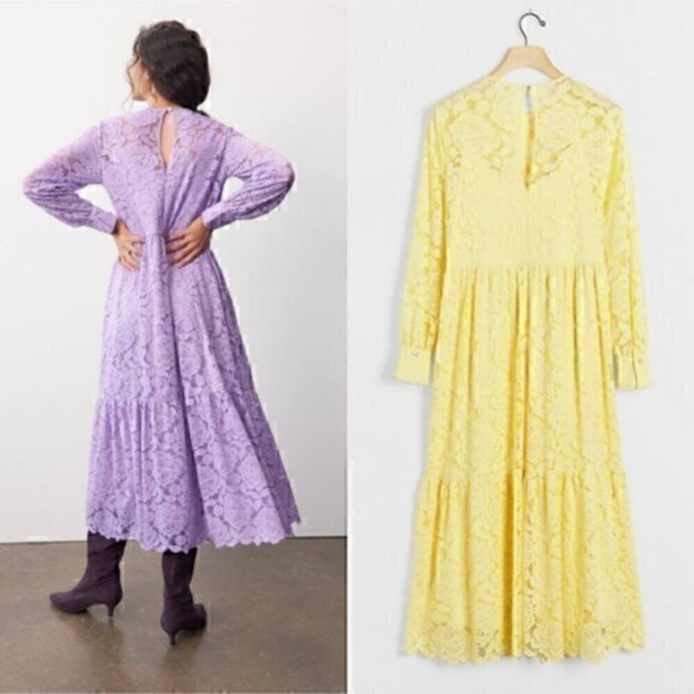 NWT Anthropologie Hutch Olivia Lace Maxi Dress Yellow Citron Size S